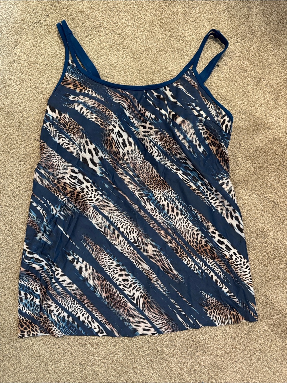 Women’s Teal Animal Print Camisole Swim Top